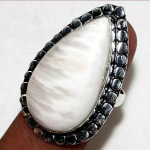 New Oversized Scolecite Silver Ring.